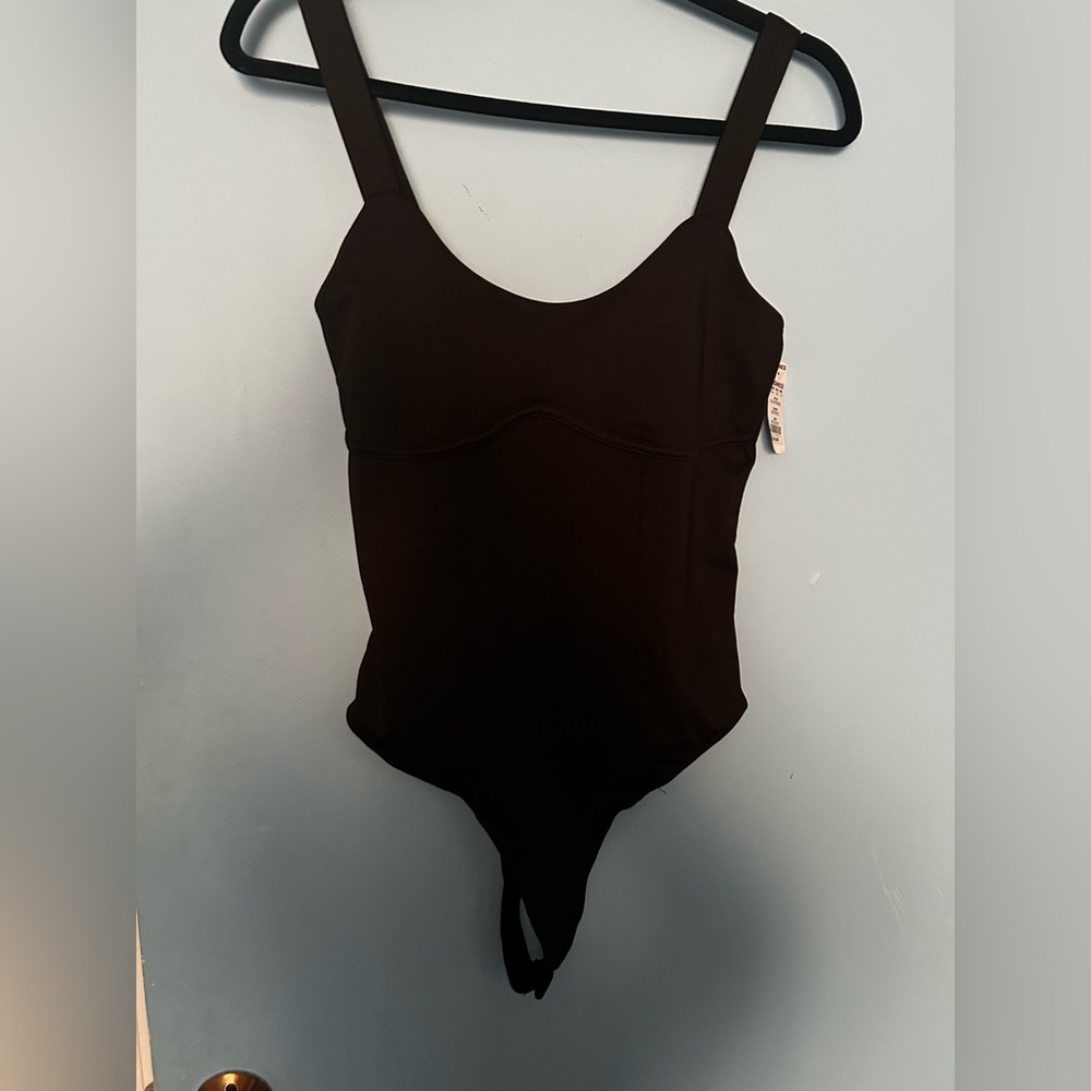 SO Black Bodysuit One Piece with Plunging Neckline
